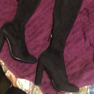 Women’s suede knee high boots with heel
